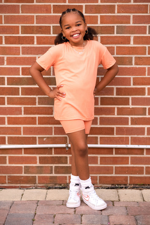 Orange "Effortless" Biker Short Set