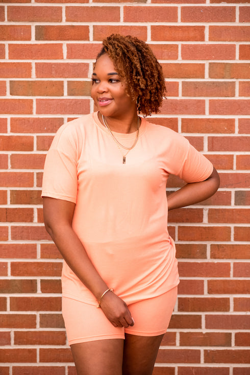 Orange "Effortless" Biker Short Set