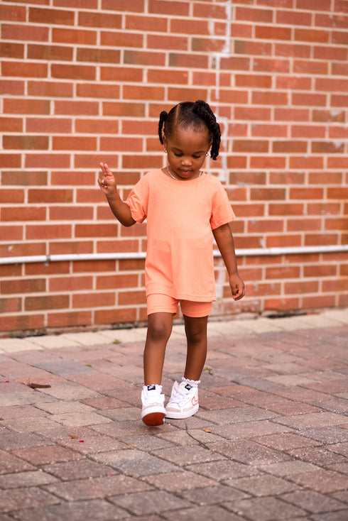 Orange "Effortless" Biker Short Set