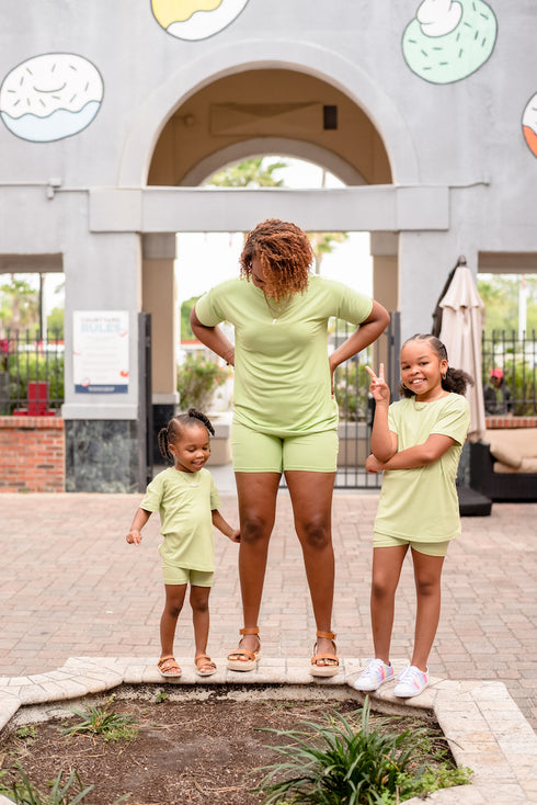 Green "Effortless" Biker Shorts Set