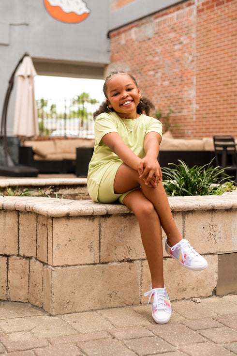 Green "Effortless" Biker Shorts Set