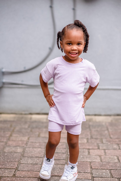 Purple "Effortless" Mommy & Me Biker Shorts Set
