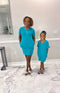 Mommy & Me V-Neck T-Shirt Dress | Teal