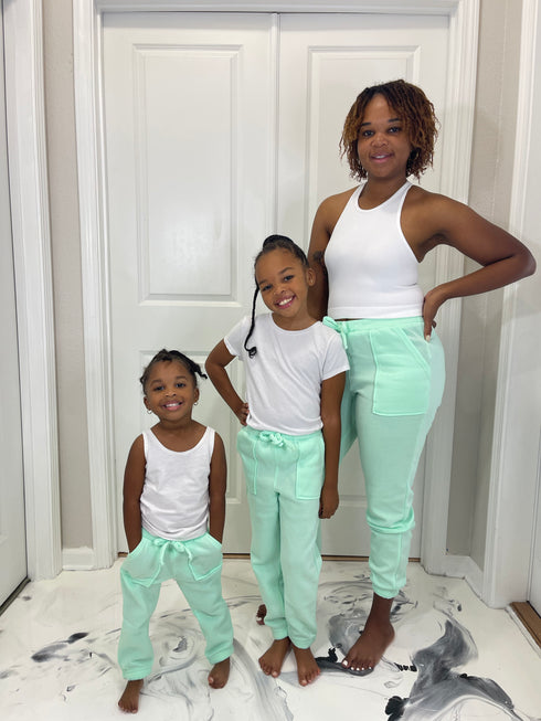 Mommy & Me Fleece Lined Joggers | Mint Green