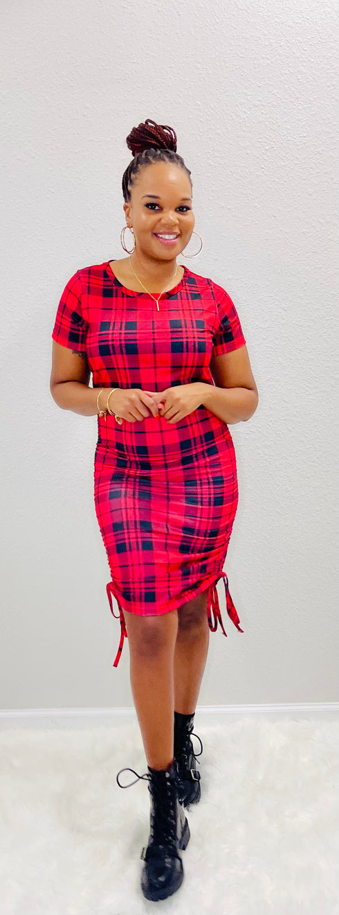 Family Day Out Matching Red Plaid Dress & Polo Shirts