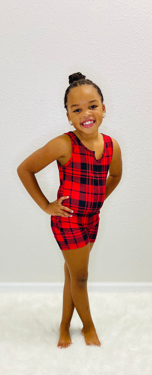 Mommy & Me Red Plaid Sleeveless Romper